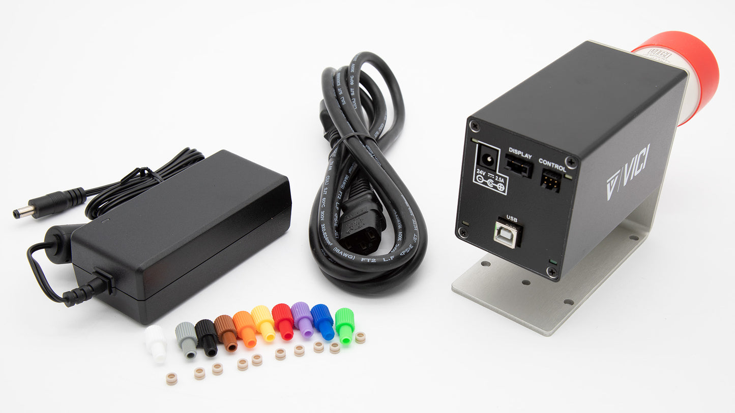 A black box with a red cap and wires