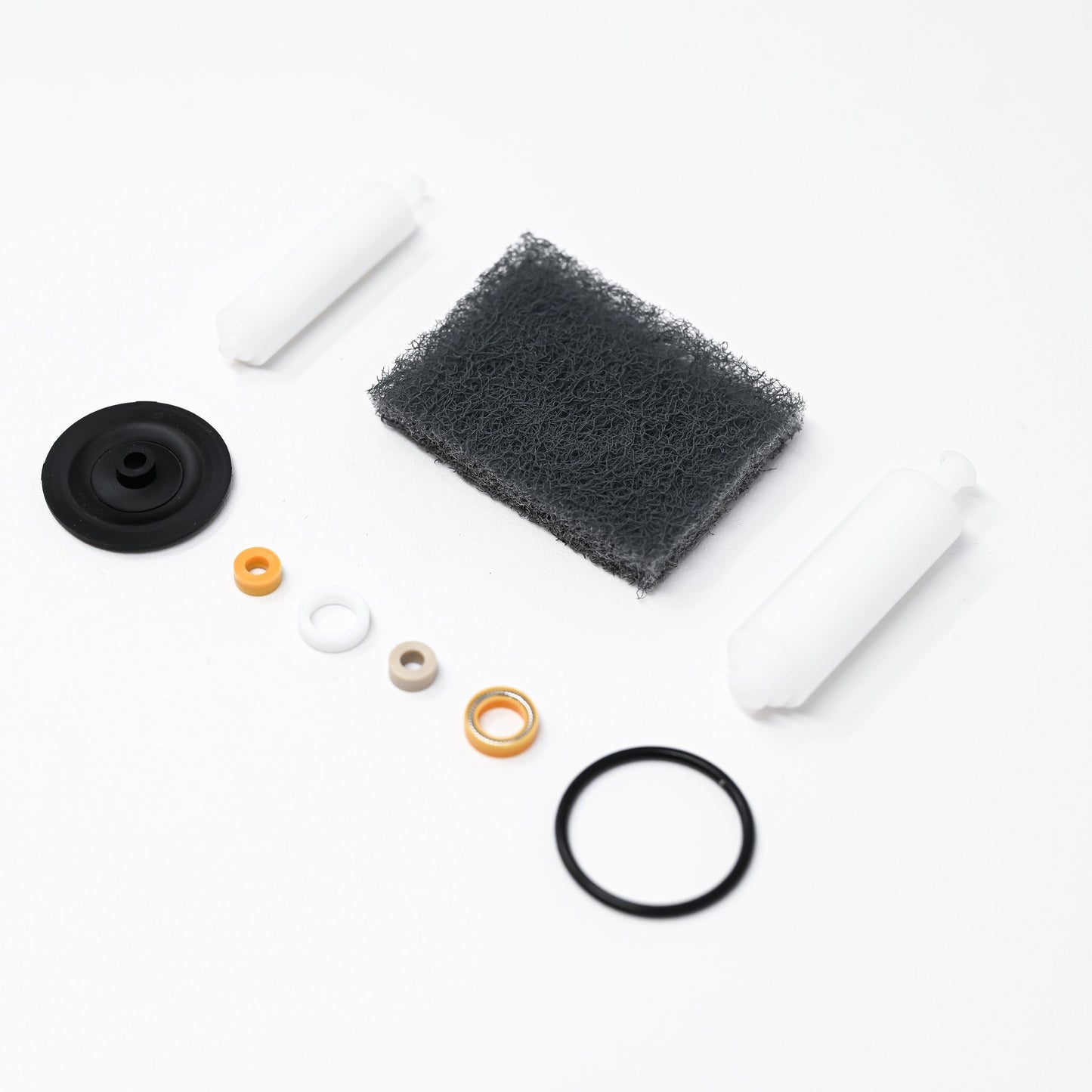 Seals, washers, bushings, o-rings, removal tools and scour pad.