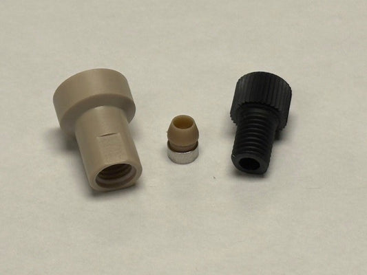 Three mechanical components pictured against a grey background