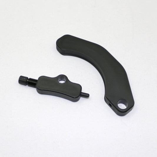 Black metal lever and arm on a white background