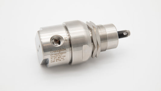 A close-up of a cylindrical shaped metal device