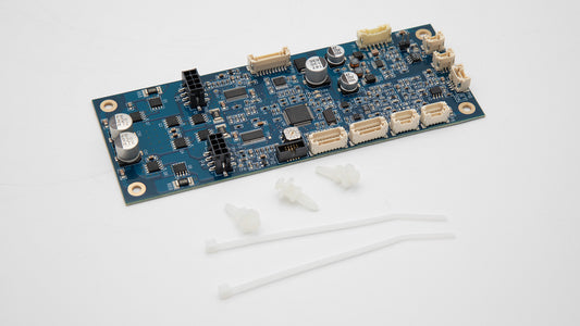 Electronic circuit board with straps and screws