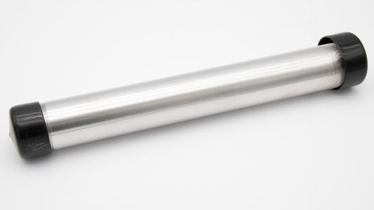 A silver cylinder with caps