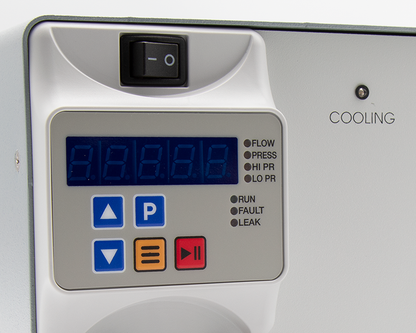 Control panel with digital display and buttons on a machine labeled 'Cooling'.