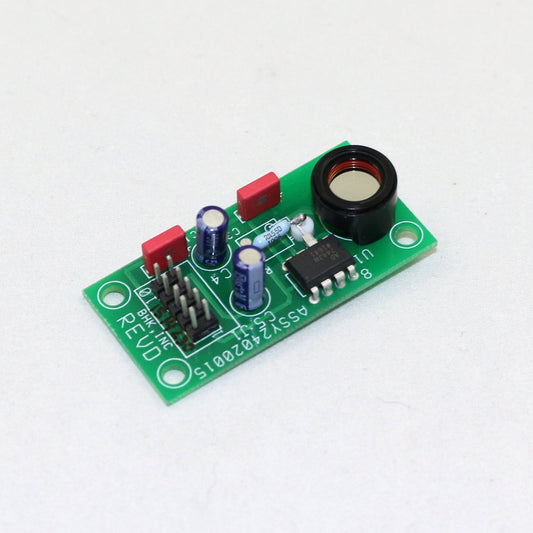 Electronic circuit board with components on a white background