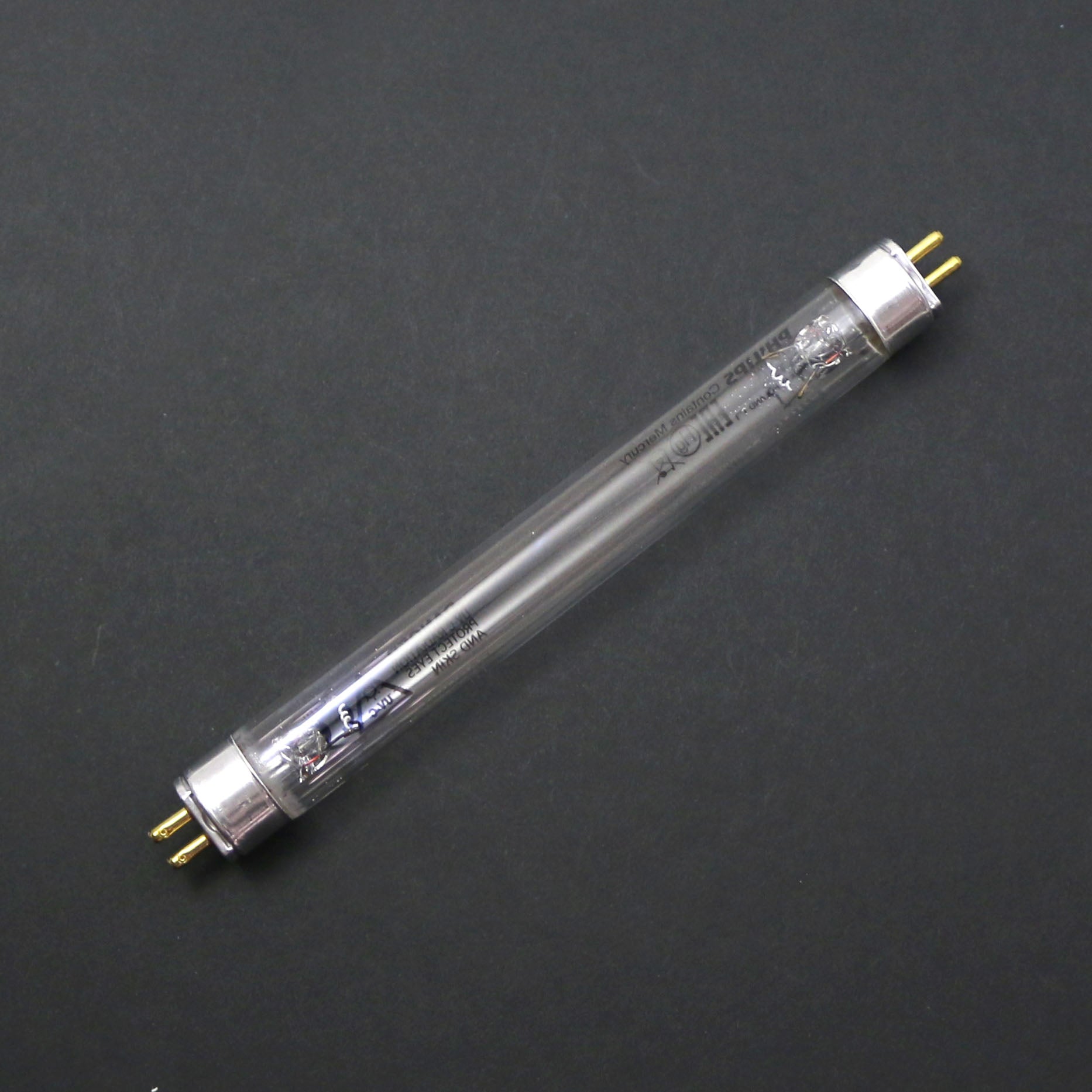 UV light bulb on a dark gray background