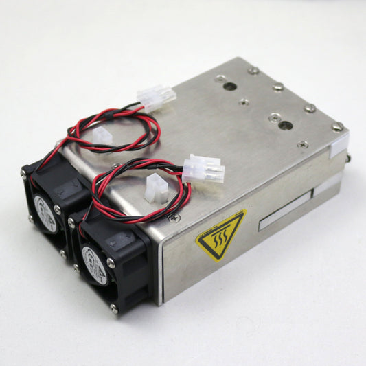 Metal electronic device and wiring on a white background