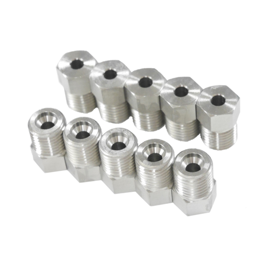 Set of stainless steel nuts.