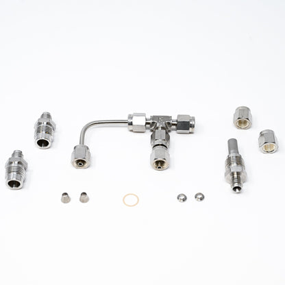 Collection of parts for fittings adapter kit.