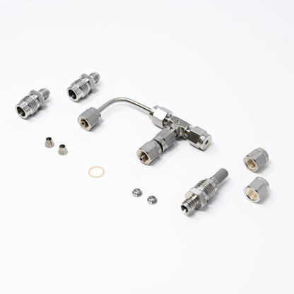 Collection of parts for fittings adapter kit.