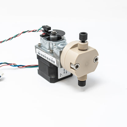 Single head positive displacement pump, stepper motor and optical switch