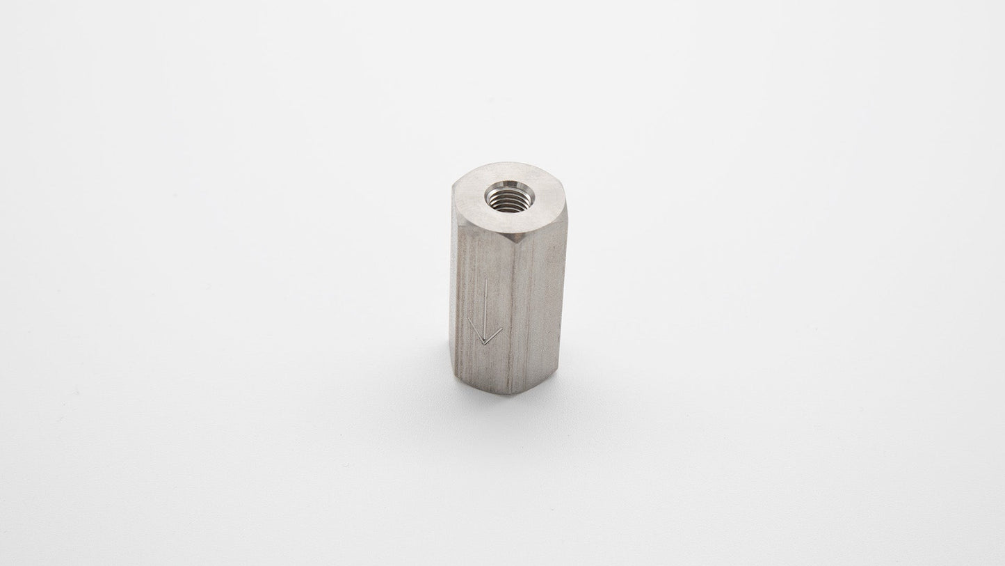 Cylinder with threaded hole in center.