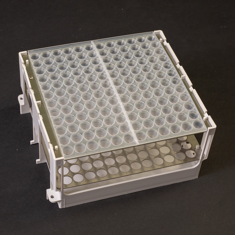 Rack with 144 holes for test tubes