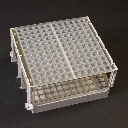 Rack with 144 holes for test tubes