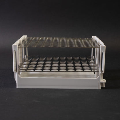 Rack with 100 holes for test tubes