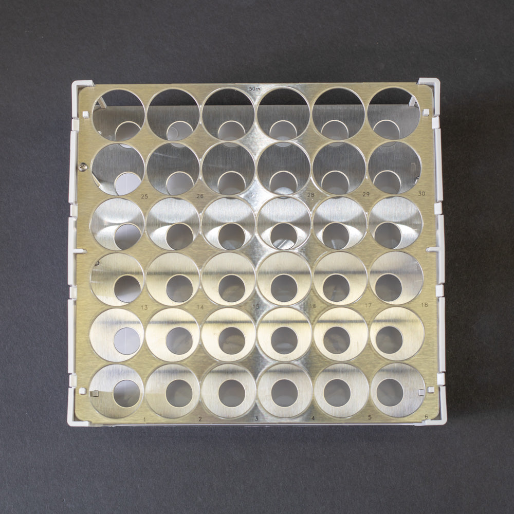 Rack with 36 holes for test tubes