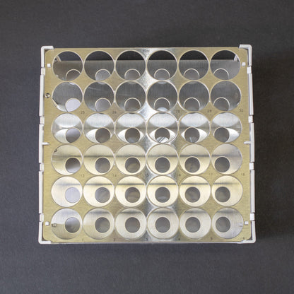 Rack with 36 holes for test tubes