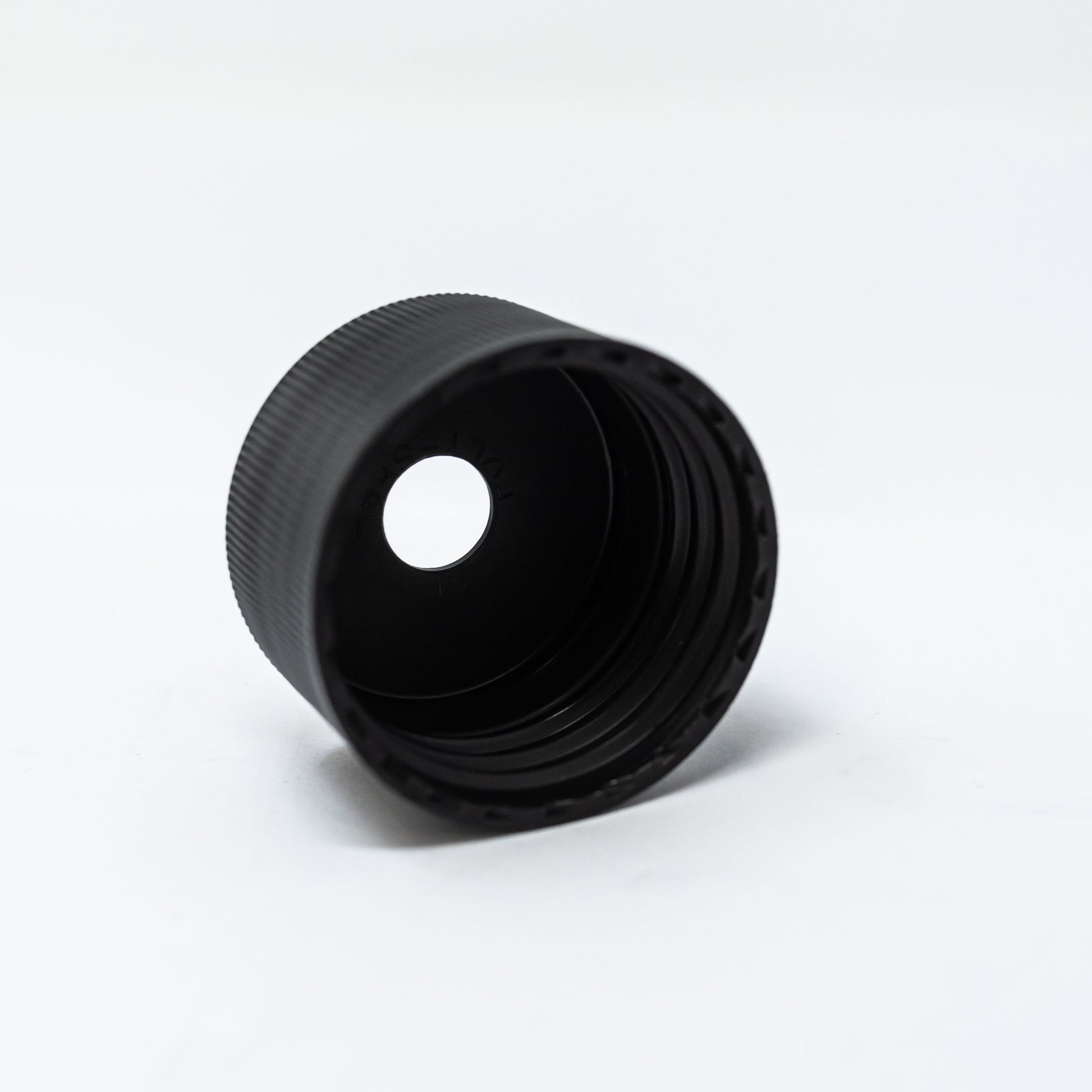 Black plastic bottle cap