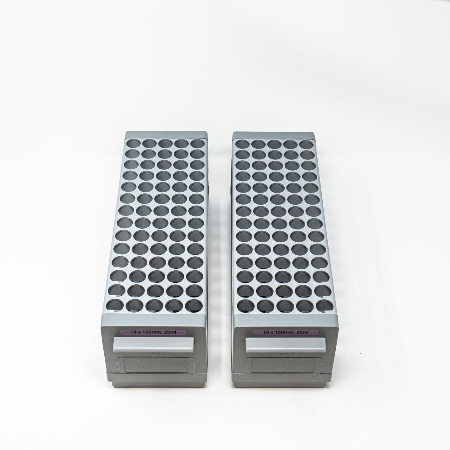 Set of 2 racks with 70 holes each for test tubes