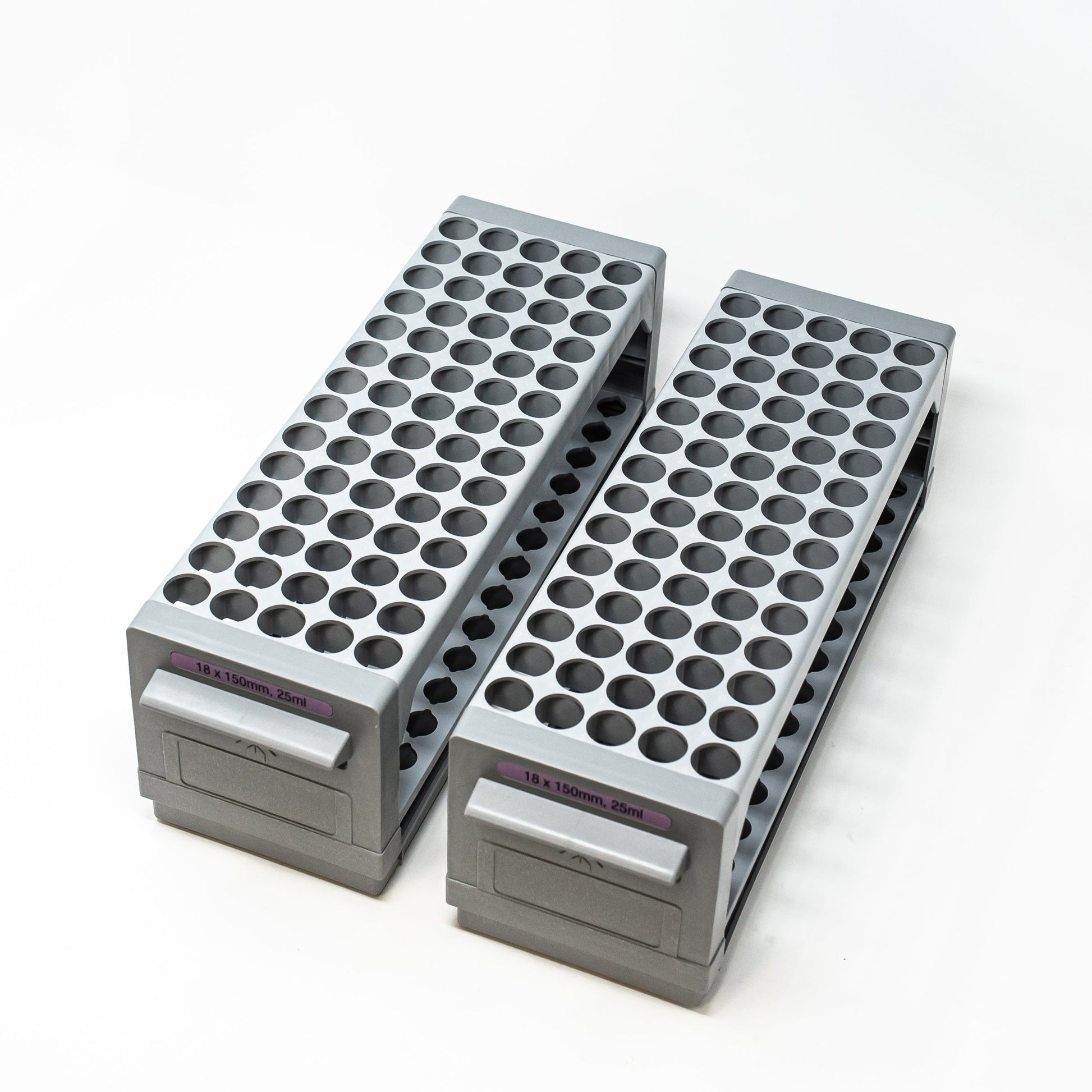 Set of 2 racks with 70 holes each for test tubes