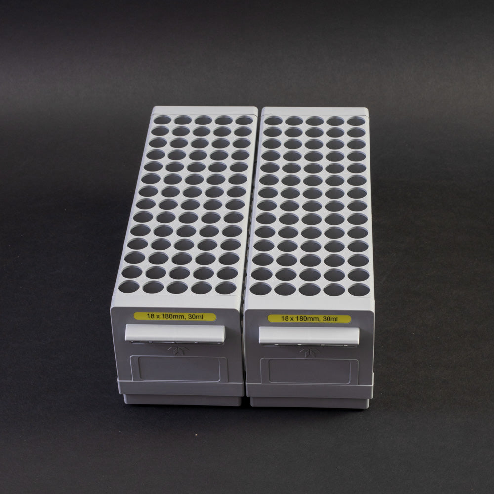 Set of 2 racks with 70 holes each for test tubes