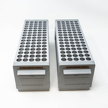 Set of 2 racks with 75 holes each for test tubes