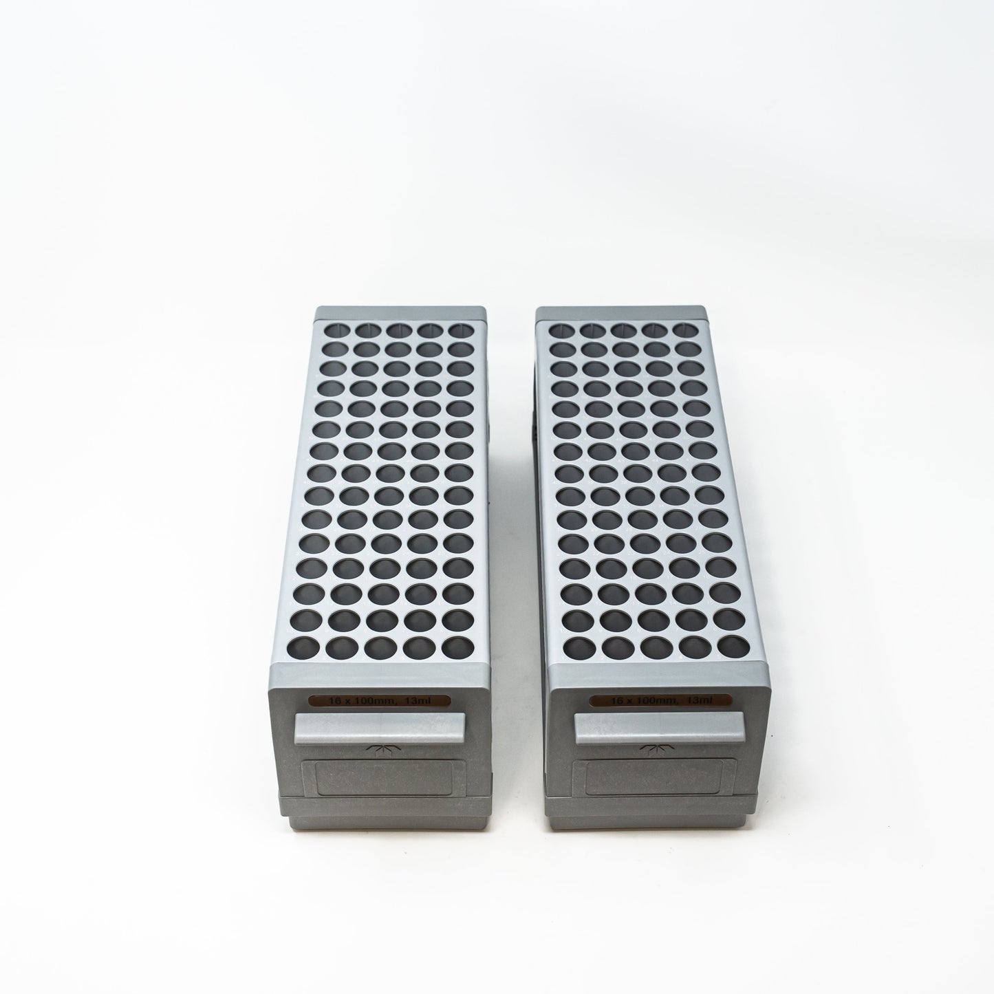 Set of 2 racks with 75 holes each for test tubes