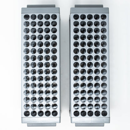 Set of 2 racks with 75 holes each for test tubes