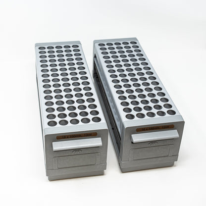 Set of 2 racks with 75 holes each for test tubes