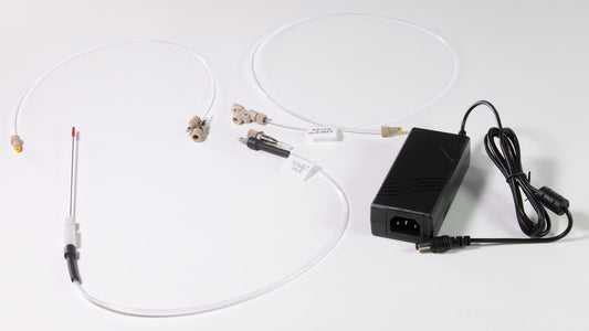Accessory package with needle assembly, 30 inches of tubing, inlet tubing assembly, and power adapter.