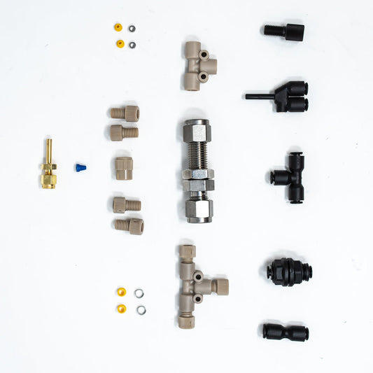 Coupling, tees, union fitting, nuts, ferrules, adapter reducing union