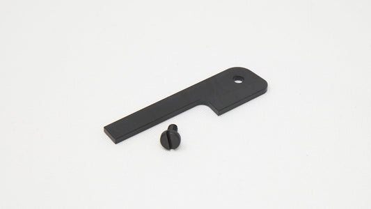 P-shaped plastic piece with screw